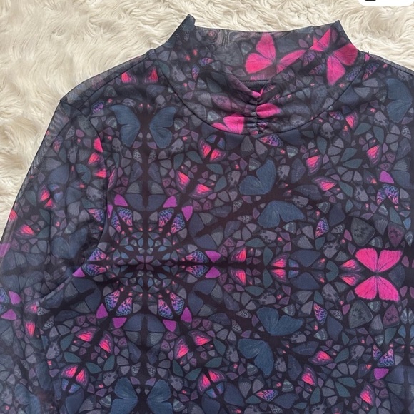 Ted Baker Women's Kaleidoscope Mesh Long Sleeve Top - Pink and Purple Butterfly - Picture 4 of 4